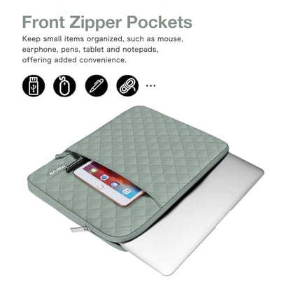MOSISO Laptop Case 15 inch, 15 inch Laptop Sleeve Compatible with MacBook Air M4 M3 M2 2025 2024 2023, Dell XPS Plus, Square Quilted Vertical Computer Bag with Pocket&Small Case, Antique Green - color: Antique Green, size: 15 inch