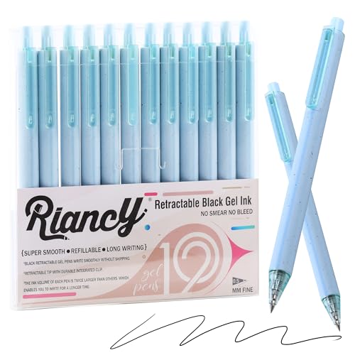 Premium Blue Gel Pens - Smooth Writing, Quick Dry, Set of 12 - Ideal for Journaling, Note-Taking, Art Supplies - color: 12 Blue Black Ink
