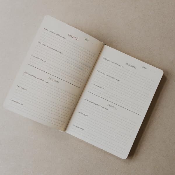 Sweet Water Decor Be Mindful Daily Journal, Cute Prompted Notebook for Women, 200 Ruled Pages for Morning & Evening Reflection, Stripe Matte Laminate Hardcover Diary with Gold Foil Details - style: Be Mindful Striped