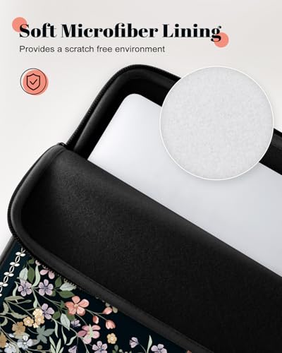 iCasso Laptop Sleeves 13 inch,Retro Laptop Carrying Case Black,13-13.6 inch Computer Sleeve Bag Compatible with MacBook Neo/Air/Pro 13-14 Sleeve, HP Dell ASUS Lenovo Chromebook Notebook,Flowers - color: Black, size: 13-14 Inch