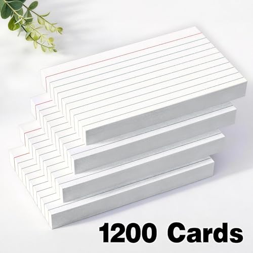 1200 PCS Index Cards Bulk, 3x5 Flash Cards for Studying, White Notecards Lined, Ruled Index Cards for School, Home and Office, 100 Per Pack, (12 Pack) - color: 12P