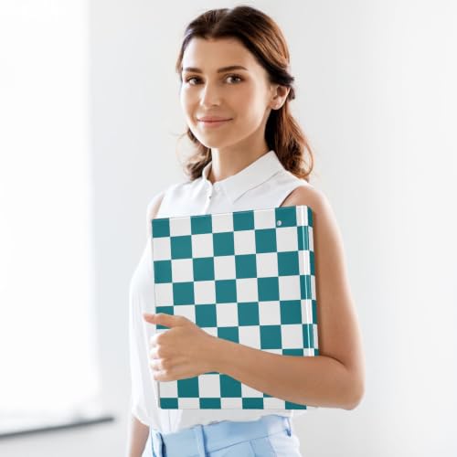Custom 3 Ring Binder 1.5 Inch Round Rings Teal Checkered Personalized Name Binders Organizer Fashion View Binder with 2 Pockets for School Office Supplies - color: Multi06