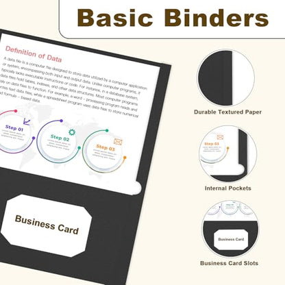 Folders with Pockets, LAYZZ 30 Pack Paper Pocket Folders, 2 Pocket File folders Fits Letter Size Paper, for School Office and Home (Black) - color: Black