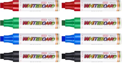 Gersoniel 8 Packs Extra Thick Dry Erase Markers Fine Point White Board Markers Dry Erase 12 mm Big Nib Erasable Pens for Glass, Window, Black Board, Mirror, Assorted Colors - size: 1 Count (Pack of 2)