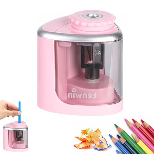 Electric Pencil Sharpeners Powerful Stall-Free Motor Portable Electric Battery Operated Pencil Sharpener Battery Powered Classroom Pencil Sharpeners for School Home Office Classroom(Pink)