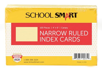 School Smart Ruled Index Card, 4 x 6 Inches, Canary, Pack of 100 - color: Canary, size: 4 x 6 Inches