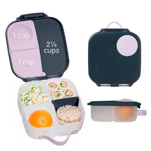 b.box Mini Lunch Box Kids | 4.25 Cup Leak Proof Bento Box for Kids Ages 3+ | 3 Compartment Snack Containers, School Lunch Container, Dishwasher Safe, BPA-Free, PFAS-Free - Indigo Rose - color: Indigo Rose, size: 1-pack