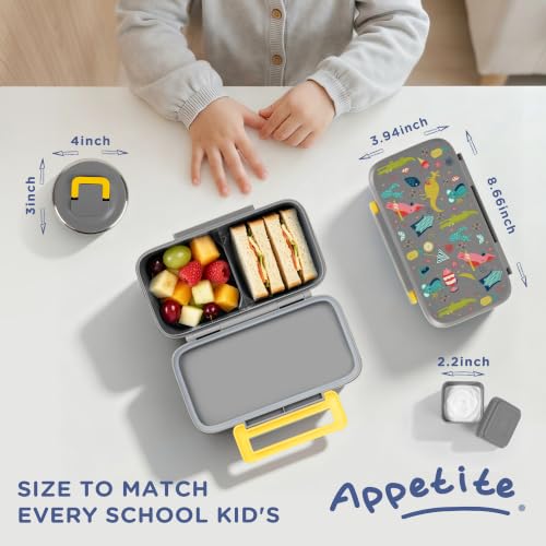Bento Lunch Box for Kids With 8oz Food Thermo,BPA-Free for School | Lunch Container with 2 Compartments, Insulated Food Jar, Dishwasher Safe, Easy to Clean, Lunch Box for Girls Boys - color: Gray kangaroo1