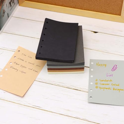 Mogoostry A7 Blank Filler Paper 6 Color Refill Paper for 6 Ring A7 Binder Planner Inserts 6 Hole Blank Note Paper Refills 300 Sheets Loose Leaf Paper - color: Dark 6 Color