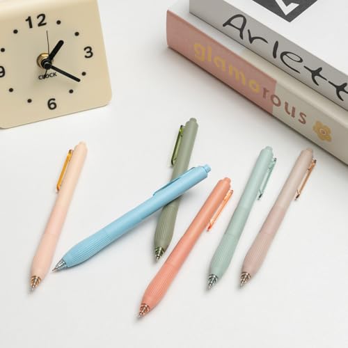 Linbsunne Gel Pens Black Ink Pens for Office 0.5mm Fine Point Pens Smooth Writing Retractable Work Pen (Macaron 12 pcs) - color: Macaron 12pcs