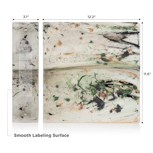 Carstens Limited Edition 3-Inch Green Marble Heavy Duty 3-Ring Binder – Side Opening, Waterproof, Durable Plastic, No-Gap Rings, Holds 400 Sheets, BPA-Free, Made in USA (1719-3R) - color: Marble Green, size: Individual