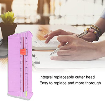 GLOGLOW School Supplies Mini Portable Paper Cutter with Transparent Scale and Replaceable Head for Accurate Cutting of 10 Pages A4 Compact Paper Trimmer Nan (13930 Lilac Purple) - color: 13930 Lilac Purple