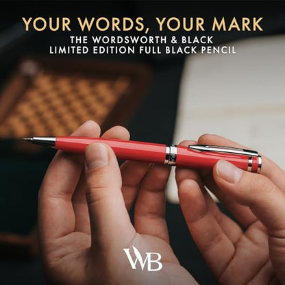 Wordsworth and Black Mechanical Pencil Graphite Lead- Stunning Luxury Metal Pencil, Red Chrome Finish, 0.7mm Led, Best Gift Set for Men & Women, Professional Executive Office Pencils - color: Red Chrome