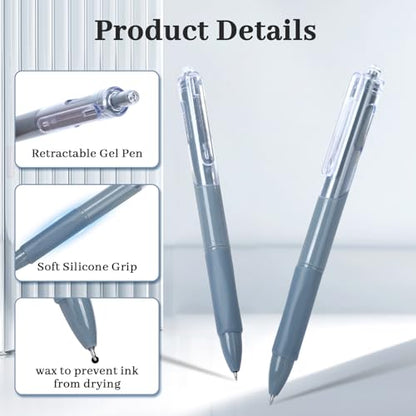 50 Pack Gel Pens Bulk, 0.5mm Fine Point Blue Barrel with Black Ink | Retractable, No Smear, No Bleed, Quick Dry Smooth Writing Click Pens for Studying, Journaling, Office and Everyday Use - color: Dusty Blue-50pieces