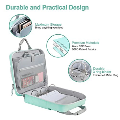 3 Inch D-Ring 3 Ring Zipper Binder, Binder with Strap 700 Sheet Capacity & Multi-Pockets School and Office Organizer, Compatible with 13-Inch MacBook(Patent Design Light Blue) - color: Light Blue, size: 3Inch-D-ring