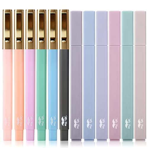 Mr. Pen- Aesthetic Highlighters and Ballpoint Pens No Bleed, 12 Pack | Pastel Colors, Bible Highlighters and Black Ink Pens No Bleed, Fast Dry and No Smear for Bible Journaling, Planner - color: Pastel, size: 12 Pack