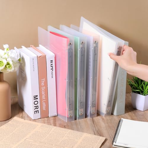 6 Pack Plastic 3 Ring Binder, Flexible Round Ring Presentation Binders, Refillable Binder, 3 Rings Binders with Clear Cover(O-Ring,1 Inch), Can Hold 120 Sheets of A4 Paper