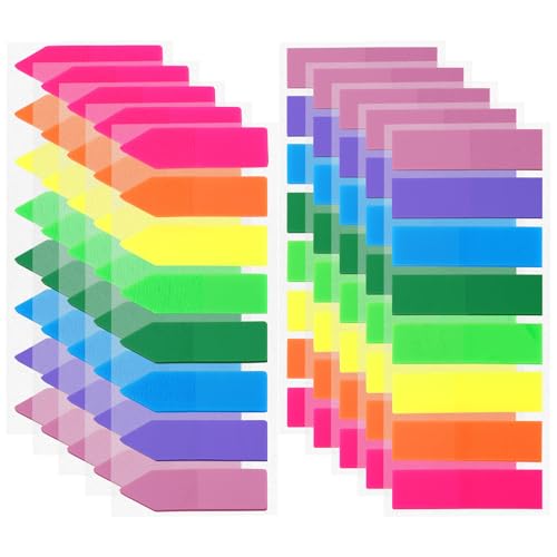 2000Pcs Page Markers Bright Sticky Tabs Translucent Arrow Flags Sticky Notes Flags Fluorescent Index Stickers for Textbooks Studying Work Organization