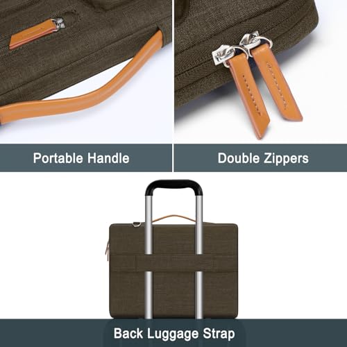 MOSISO 360 Protective Laptop Shoulder Bag,17-17.3 inch Computer Bag Compatible with MacBook, HP, Dell, Lenovo, Asus Notebook,Side Open Messenger Bag with 4 Zipper Pockets&Handle, Carob Brown - color: Carob Brown, size: 17.3 inch