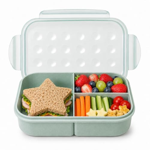 MISS BIG® Bento Lunch Box for Kids, 1150ml, 3 Compartments, Slate Blue | Slate blue 1150ml kids lunch box for school, daycare, snacks, light meals, picnic, and travel. - color: Slate Blue, size: 1150ml