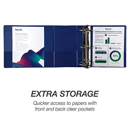 Samsill Durable 6 inch 3 Ring Binder, Locking D Ring Binder, Customizable Clear View Cover, Blue, Holds 1225 Pages - color: Blue, size: 1 Pack, style: 6 Inch