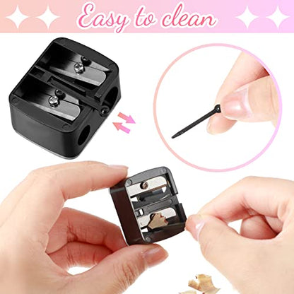 15 Pcs Eyeliner Sharpener Dual Makeup Sharpeners Cosmetic Tools Compact Makeup Sharpening Device for Eyeliner Lip Liner Pencils, Black