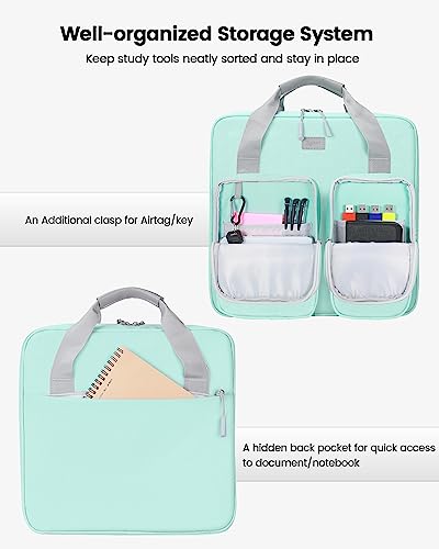 3 Inch 3 Ring Zipper Binder with Shoulder Strap & Handle & Multi-Pocket - 3" Binder with Zipper for School, Compatible with 13-Inch MacBook/Tablet -Patent Design Light Blue | Binder Bag with Laptop organizer for School Travel,Fit 13" MacBook & Tablet,700