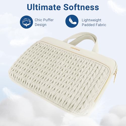 MOSISO Laptop Case 16 inch, 15-15.6 inch Laptop Sleeve Compatible with MacBook Pro 16 M5 M4 M3 M2 M1, HP Dell Acer Lenovo ASUS Notebook, Wheat Ear Quilted Carrying Bag with Handle&Pocket, Sand - color: Sand, size: 16 inch
