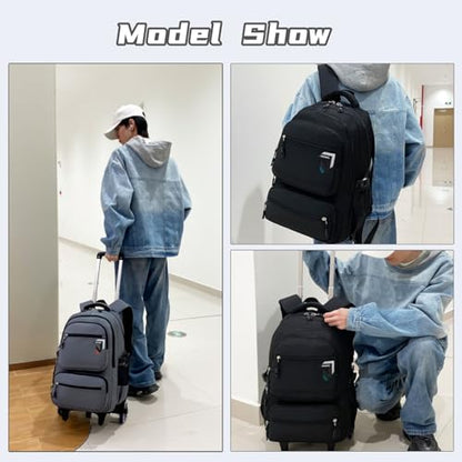 Boys Rolling Backpack, Kids Bookbag with Wheels,Kids Luggage on Wheels,Elementary School Trolley Back Pack