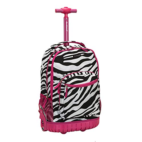 Rockland Single Handle Laptop Rolling Backpack, 19", Pink Zebra - color: Pink Zebra