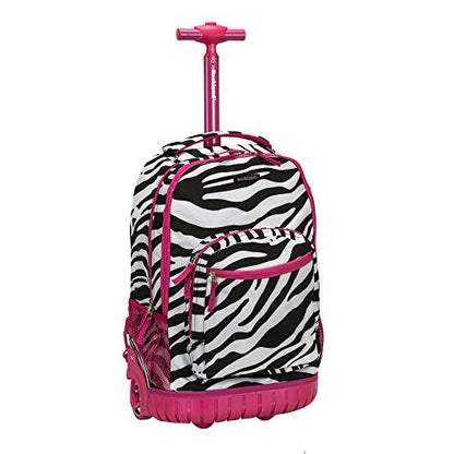 Rockland Single Handle Laptop Rolling Backpack, 19", Pink Zebra - color: Pink Zebra