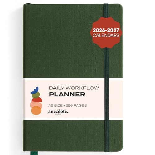 Anecdote Daily Planner w/ 2026-2027 Calendar | Start Anytime 26 Weeks Undated | 1 Page per Day | 8.5" x 5.2" | Hardcover To-Do List Organizer, Plan Your Success, Achieve Productivity Goals (Evergreen) - color: Evergreen, size: A5 (5.8'' x 8.3'')
