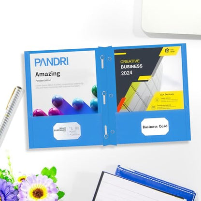 Two Pocket Folders, PANDRI 30 Pack Two Pocket Folders with Prongs, 3 Prong Folders Designed for Office and Classroom, Letter Size Lightblue - color: Lightblue