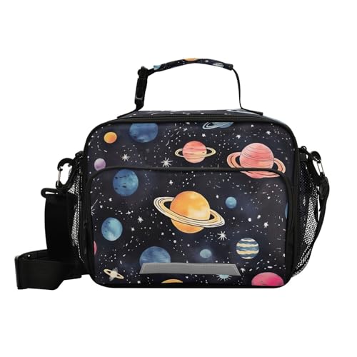 Planet Space Kids Lunch Box Insulated Lunch Bags Cooler Tote Bag with Removable Shoulder Strap for Boy Girl Student 20848878 - color: Space A