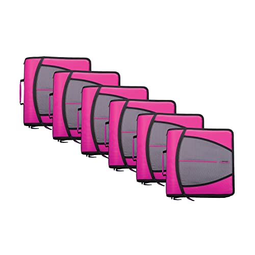 Case-it Mighty Zip Tab School Zipper Binder | 3-Inch O-Rings, 600-Sheet Capacity, 5-Subject Expanding File Folder, Multiple Pockets & Storage Organizer, Shoulder Strap | D-146 Magenta | 6 Pack - color: H Magenta, size: 6 Pack