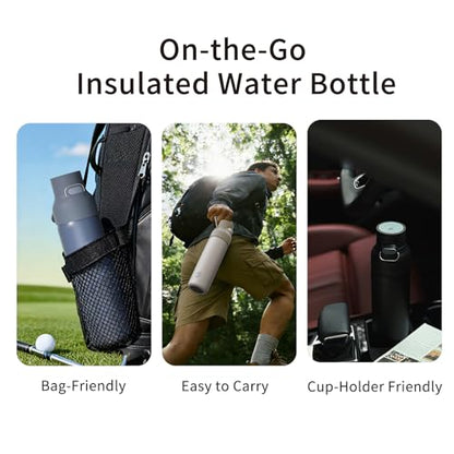 24oz Insulated Water Bottle, 316L Stainless Steel Double Wall Vacuum Bottle, Keeps Drinks Cold or Warm, Leakproof One-Handed Flip Lid for Gym, Office, Travel & Daily Use (1 Pack) - color: Black