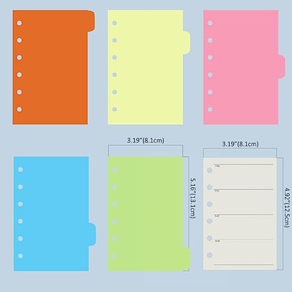 Harphia A7 6 Hole Binder Refill Value Set, 90 Sheets Weekly Plan Loose Leaf Paper with Sticker and Divider, Week Planner Inserts for A7 Binder - color: Week Paper Set, size: A7