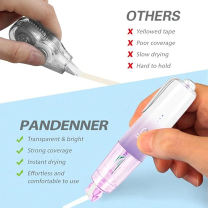 Refillable Retractable Quick Dry White Correction Tape,Mini Small Japan Aesthetic Cute Correction Tape Pen, with Easy to Use Kawaii Pen Shaped Applicator,for Home Office School Supplies