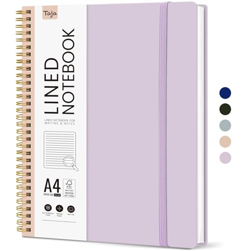 Taja Spiral Lined Notebook, 8.5"x11" Notebooks for Work, Large A4 Journal for Women & Men, College Ruled Journaling Notebook for Writing, Plastic Cover Spiral Journal, Lilac - color: G-Lilac, style: A - Lined（1Pack）