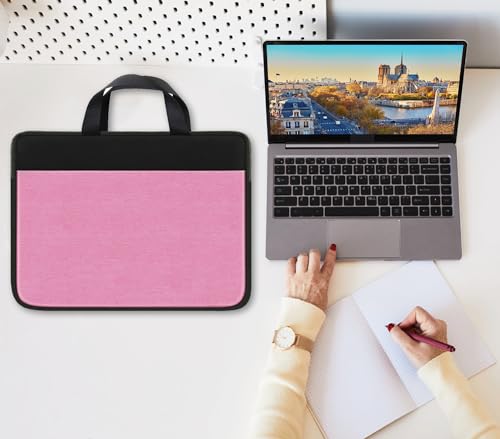 Laptop Case 15.6 inch, Travel Laptop Sleeve Bag Handbag Shockproof Protective Computer Cover Carrying Bag Briefcase for 15" 15.6" HP Asus Acer Dell Lenovo Laptop Notebook Ultrabook, (Black/Pink) - color: Pink, size: 15.6 inch