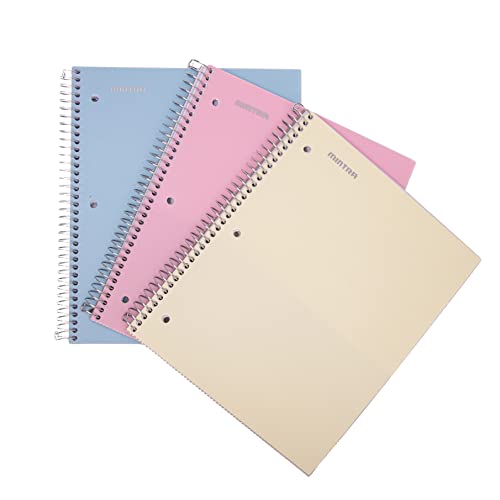 Mintra Office Durable Spiral Notebooks, 3 Subject (Arctic Ice, Sun Yellow, Spring Pink, Wide Ruled 3pk) - color: Arctic Ice, Sun Yellow, Spring Pink, size: Wide Ruled 3pk