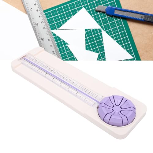 Hyuduo 6 in 1 Paper Cutter, Portable Trimmer with Straight Dotted Curved Creased Deckle Wavy Lines for 22cm Wide 220gsm Paper, Photo Card, for Scrapbooking Card Making Office Classroom