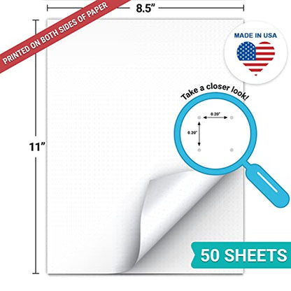 321Done Double Sided Dot Grid Paper Notepad, 0.20" Grid, 8.5x11, Made in The USA, Two Sided Dots Graph Pad for Sketching, Planning BUJO Bullet Journaling (50 Sheets) Thick Heavy White Paper - color: Dots, Two-Sided - 0.20" Small, size: Letter Size (8.5" x