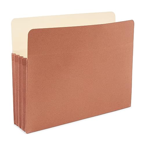 Staples Recycled Reinforced File Pockets, Letter Size, 3.5‑Inch Expansion, Heavy‑Duty Brown Pocket Folders – 50/Carton - style: 50 Pack