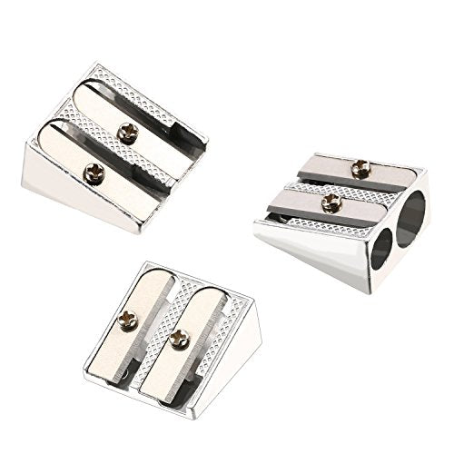 TecUnite 36 Pack Metal Pencil Sharpeners 2 Holes Manual Pencil Sharpener Bulk for Kids Aluminum Alloy Handheld Sharpeners for Most Size Graphite School Office Stationery(Silver)