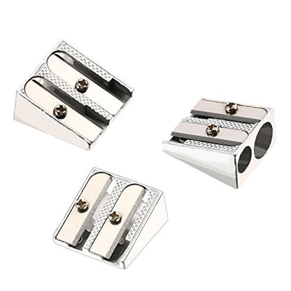 TecUnite 36 Pack Metal Pencil Sharpeners 2 Holes Manual Pencil Sharpener Bulk for Kids Aluminum Alloy Handheld Sharpeners for Most Size Graphite School Office Stationery(Silver)