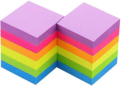 Early Buy Sticky Notes 2x2in, 6 Bright Colors, 12 Pads, 100 Sheets/Pad | 12 pads of self-stick notes, 100 sheets per pad, repositionable adhesive, ideal for daily reminders and office use - color: 6 Bright Color 2x2 in 12pads