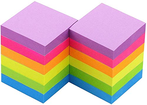 Early Buy Sticky Notes 2x2in, 6 Bright Colors, 12 Pads, 100 Sheets/Pad | 12 pads of self-stick notes, 100 sheets per pad, repositionable adhesive, ideal for daily reminders and office use - color: 6 Bright Color 2x2 in 12pads