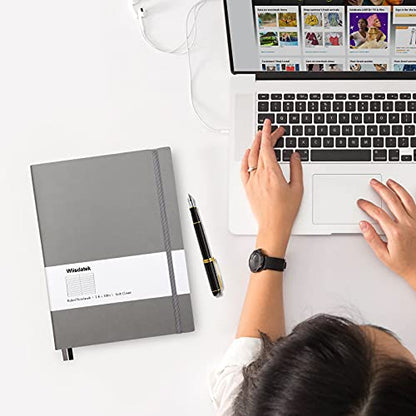 B5 College Ruled Notebooks - 2 Pack B5 Large Journal Notebooks with 376 Numbered Pages,100gsm Thick Lined Paper,Soft PU Leather Cover,7.6 X 10 inch(GRAY) - color: Gray