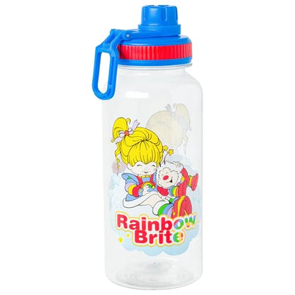 Silver Buffalo Rainbow Brite and Twink, Plastic Water Bottle, 32oz | Twist Spout, Includes Sticker Set, You Stick Yourself, 0.95 Liters - color: Rainbow Brite